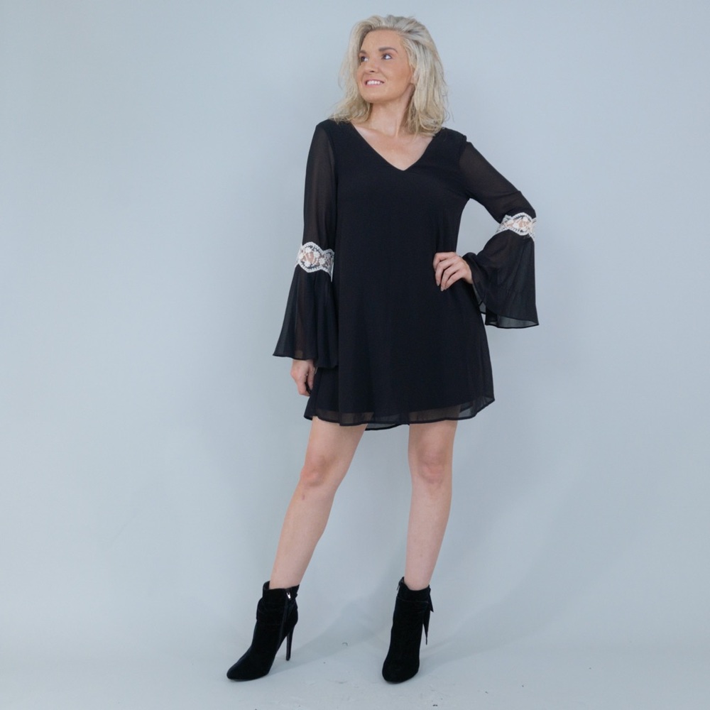 Black Long Sleeve Flirty Party Dress - Picture 7 of 15